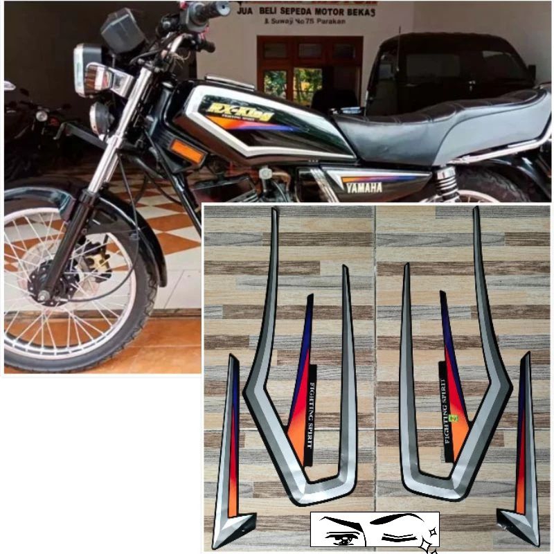 stripping lis sticker standar ori Yamaha RX KING Tahun 2001 warna hitam