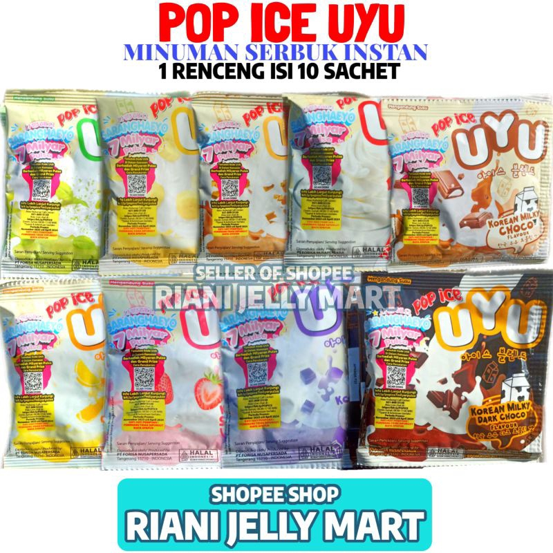 

Minuman Pop Ice UYU 1 Renceng Isi 10 Sachet