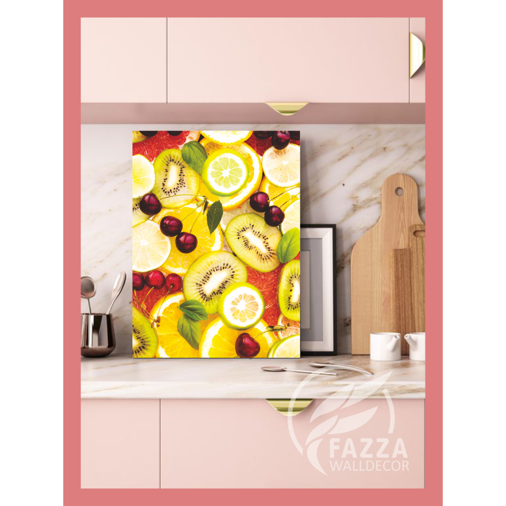 HIASAN DINDING PAJANGAN DINDING POSTER KAYU BUAH KIWI SEGAR
