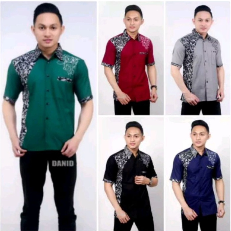 Promo BAJU PRIA LENGAN PENDEK KEMEJA LENGAN PENDEK PRIA MOTIF KEKINIAN KOMBINASI BATIK BORDEL TERLAR