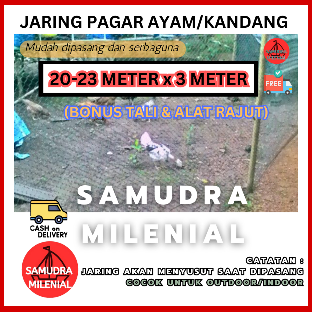 JARING AYAM (BONUS TALI) JARING PAGAR AYAM / JARING PAGAR KEBUN / JARING PAGAR PETANI / JARING PE