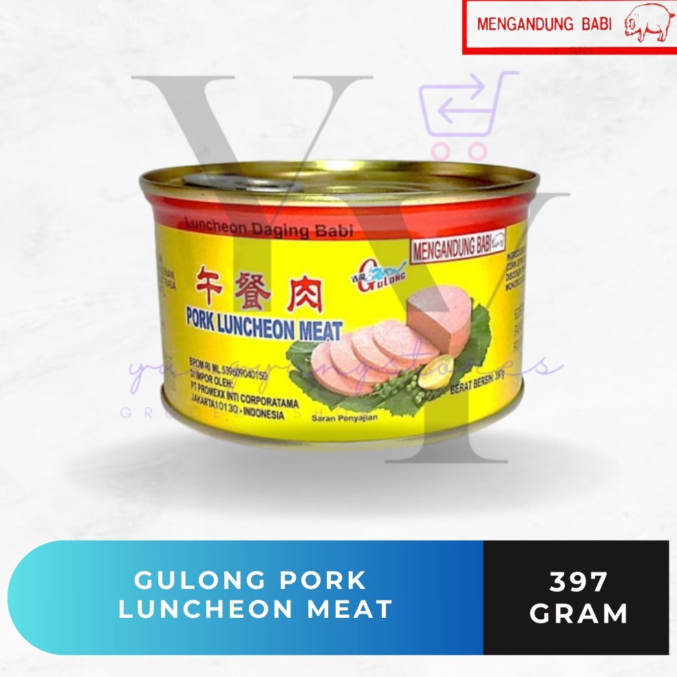 

QWF66 Gulong Pork Luncheon Meat Ham Daging Babi Kaleng 397 gram WRA