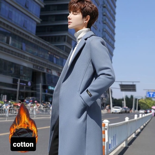 PROMO IMPORT HANS MAN AUTUMN SPRING WINTER WOOLEN COAT JAKET PANJANG PRIA MUSIM GUGUR SEMI MUSIM DIN