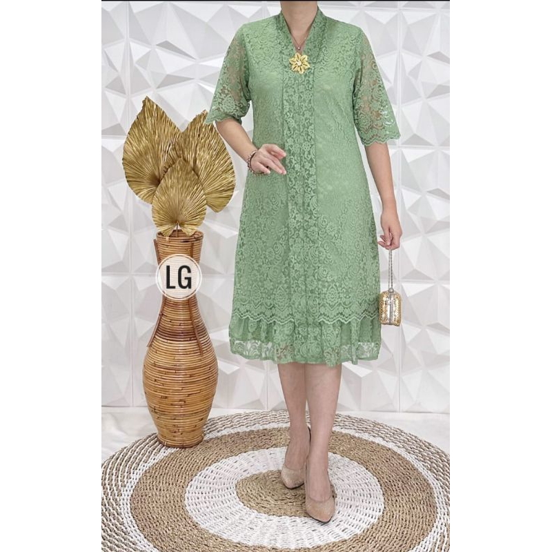 Dress brokat import Lapis furing