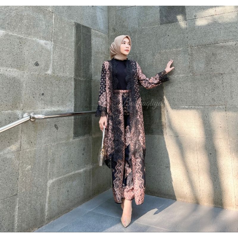 HANUM Set Outer dan Celana Kulot Batik Modern Viscose Set outer Lace kulot palazo