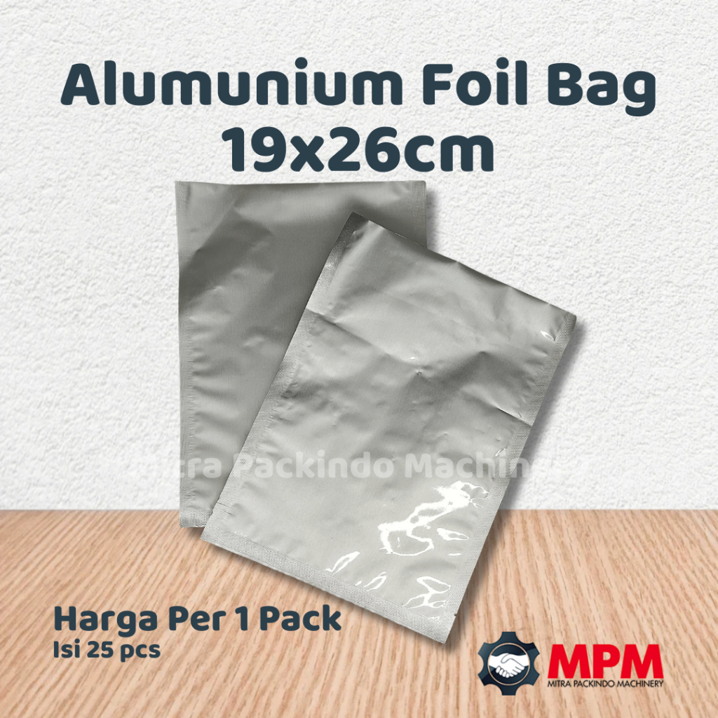 Aluminium Foil 19x26 cm / Kemasan Sachet Foil Alumunium 19 x 26 cm Silver Bubuk Kopi Bumbu Snack Kri
