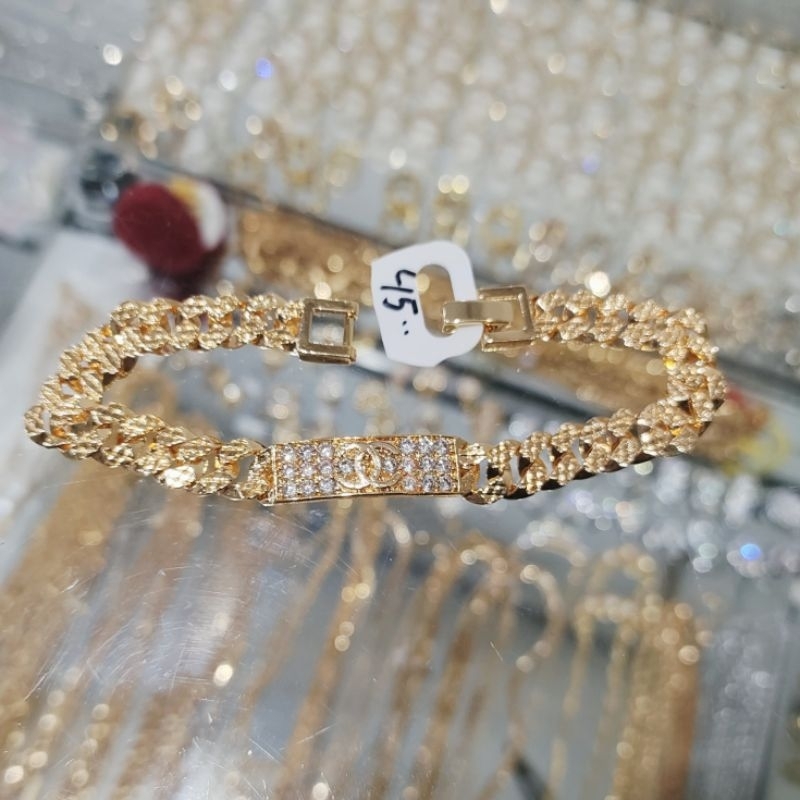 Gelang Plat C C Emas Replika Xuping Rantai Sisik Naga untuk Remaja Dewasa dan Anak-Anak