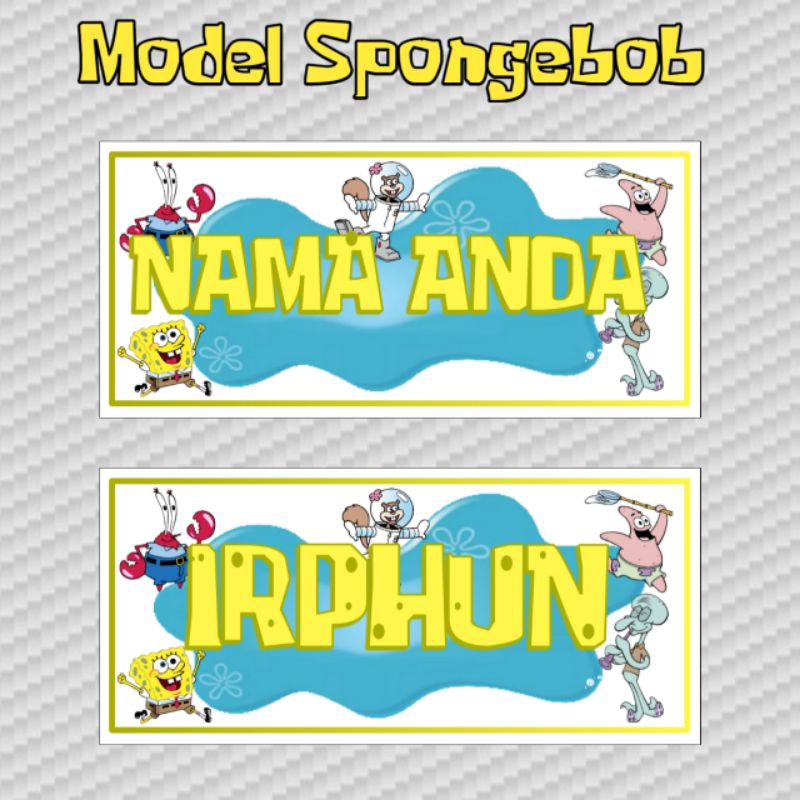 

sticker label nama unik mobil motor laptop hp spongebob 10 pcs