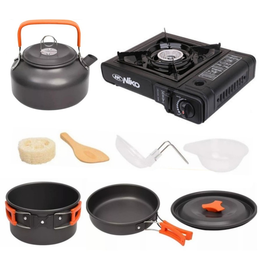 Alat Camping Outdoor Set Lengkap Kompor Portable 2in1 Free Gas Kaleng