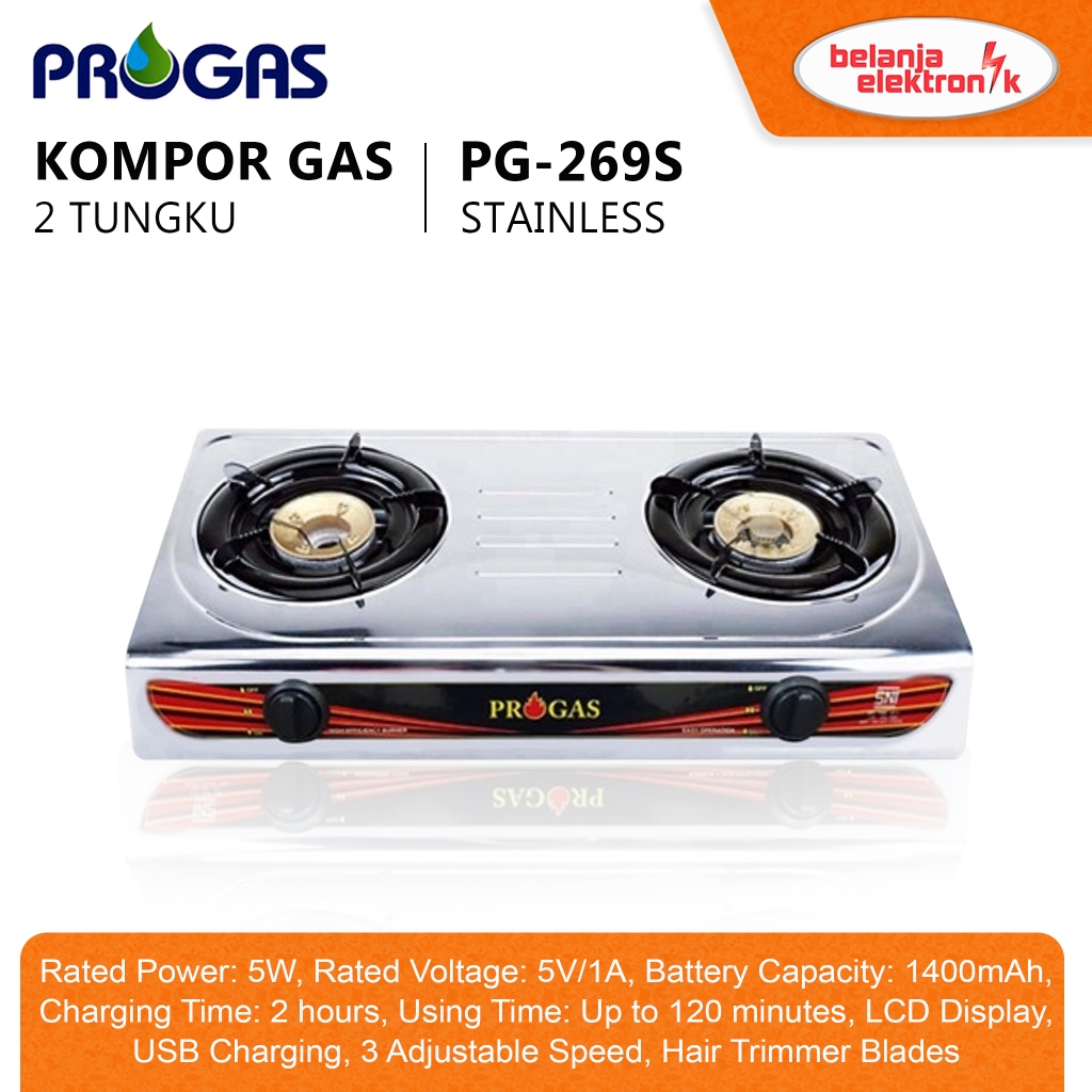 KOMPOR PROGAS 2 TUNGKU STAINLESS PG-269S