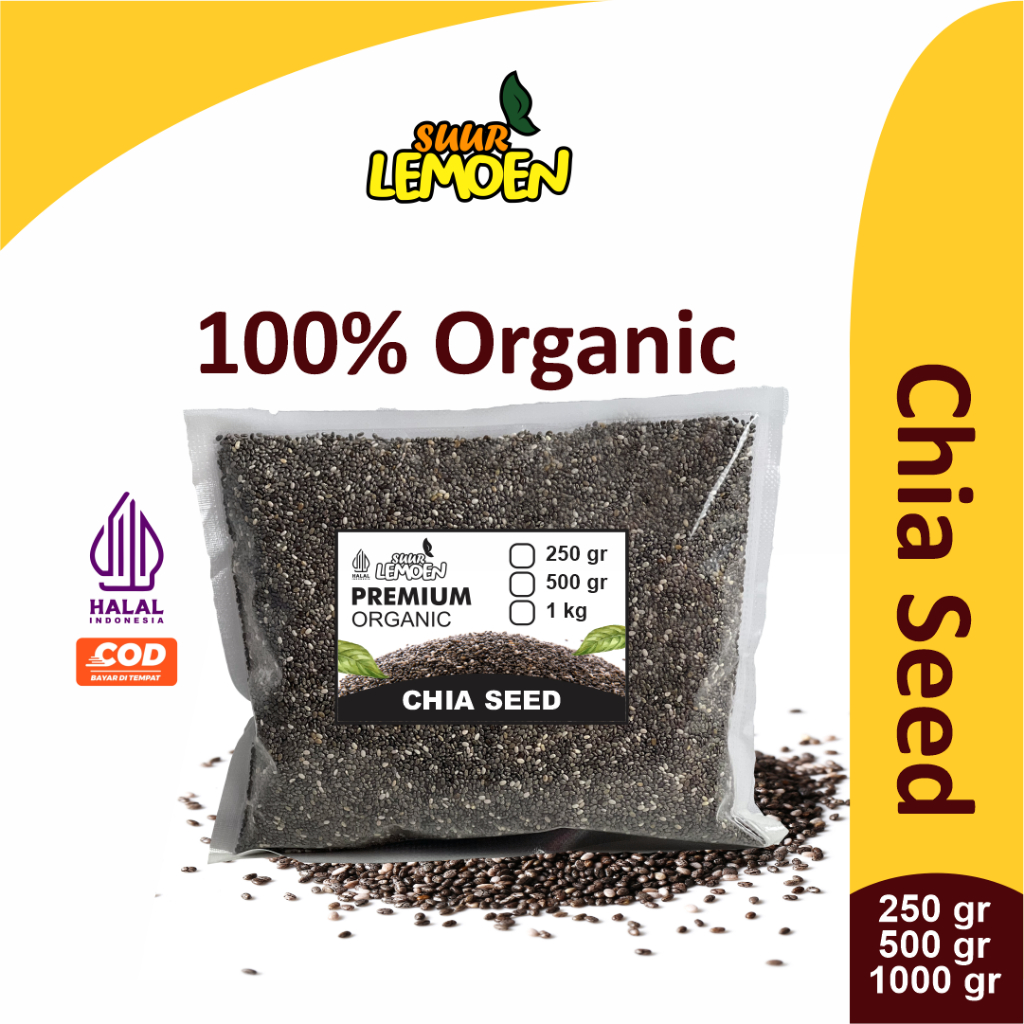 

SUUR LEMOEN - Biji Chia Seed Organik 250gram - 500gram / Organic Chia Seed Mexico / Black Chia Seeds Untuk Diet Original Premium