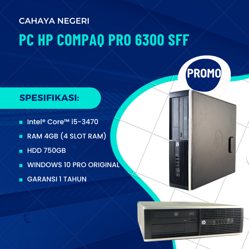 PROMO CUCI GUDANG CPU PC HP Compaq Pro 6300 SFF CORE I5 WINDOWS 10 PRO ORI bergaransi 1 tahun