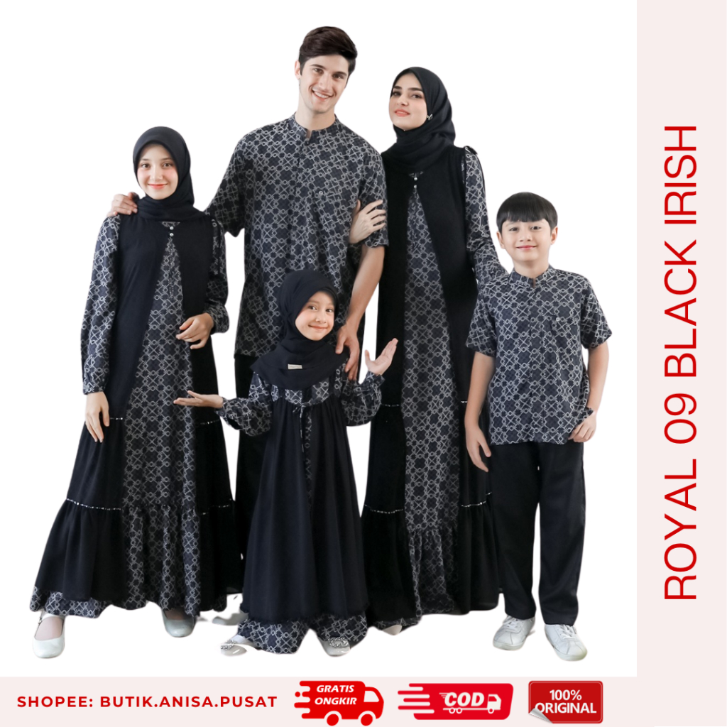 PUSAT - ETHICA ROYAL 09 BLACK IRISH Sarimbit Keluarga 2024 Gamis Kagumi 310 Koko kahfi 311 Kagumi ki