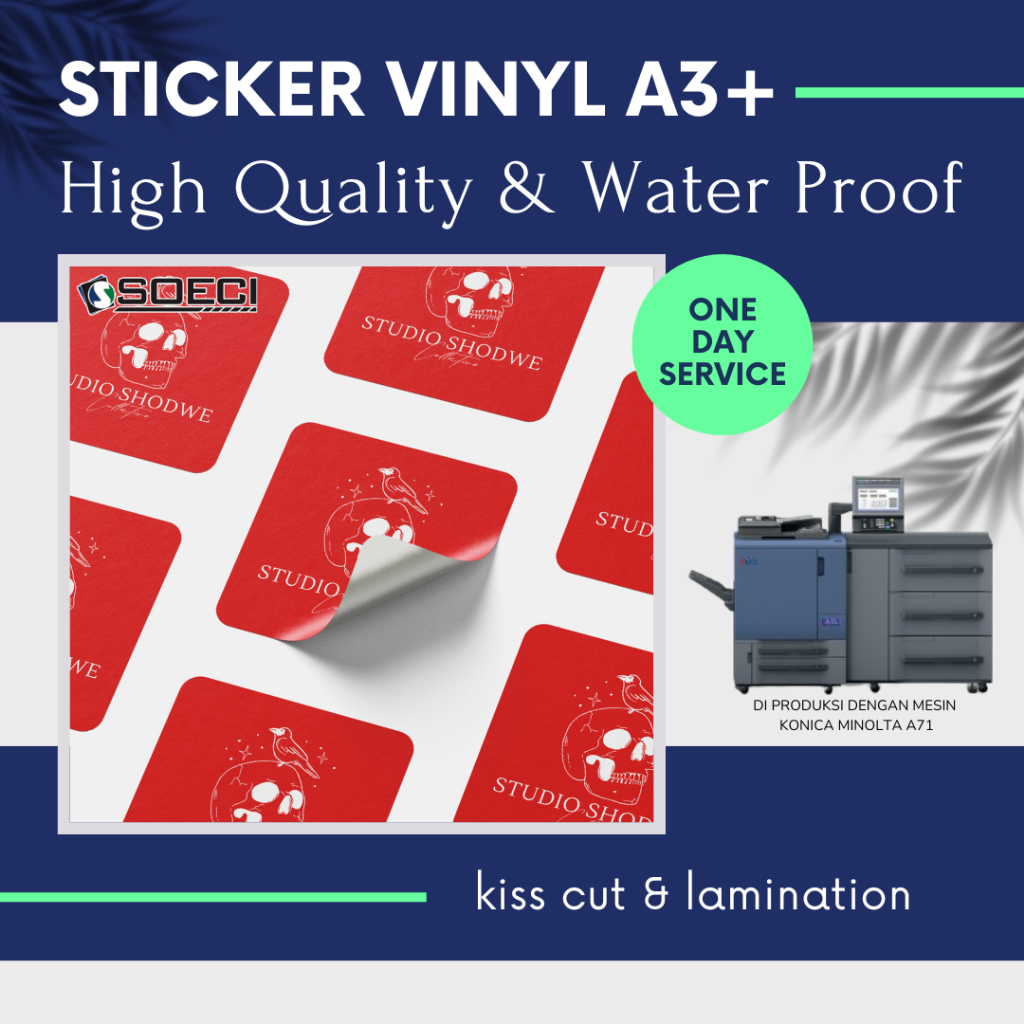 PRINT STICKER | CETAK STICKER VINYL A3+ & Kiss Cut + laminating