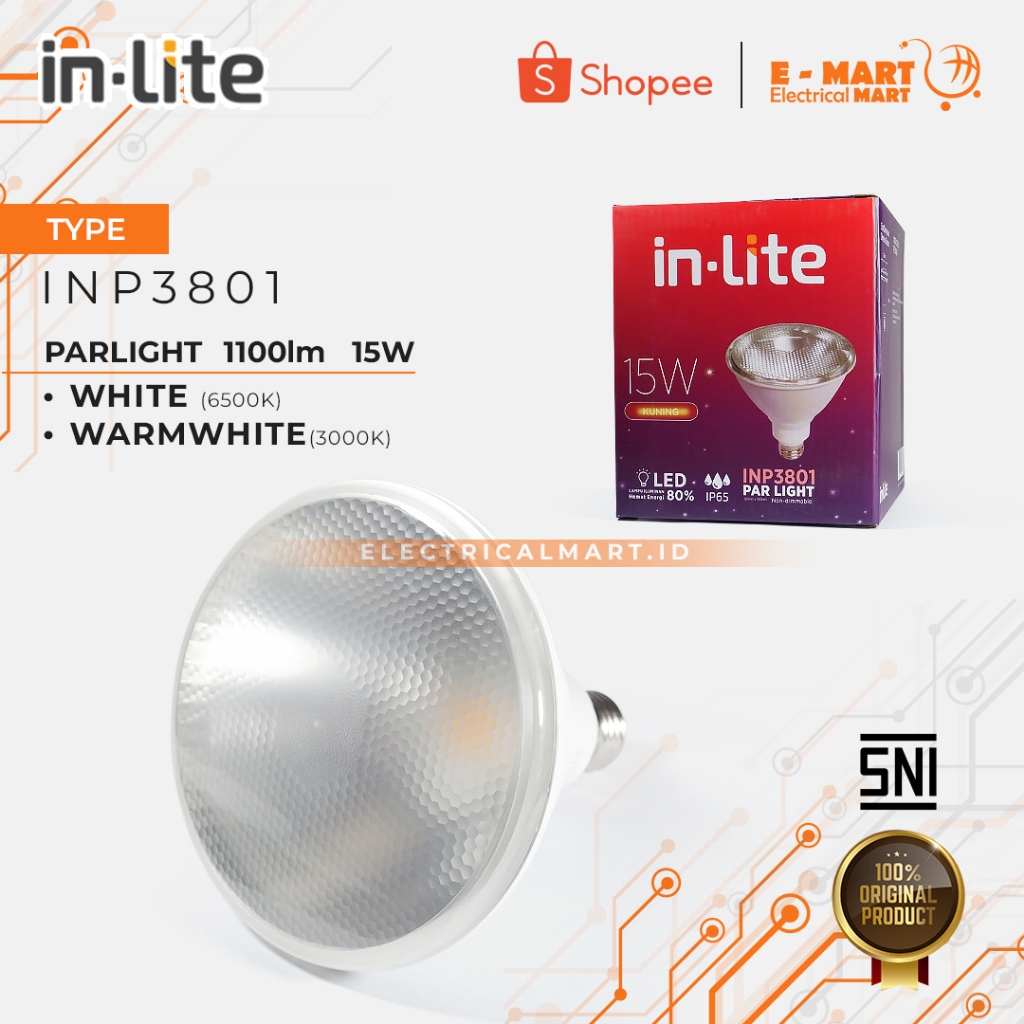 INLITE LED Spot E27 Lampu Sorot PAR 15Watt KUNING TriColor In-Lite 15 W INP3801