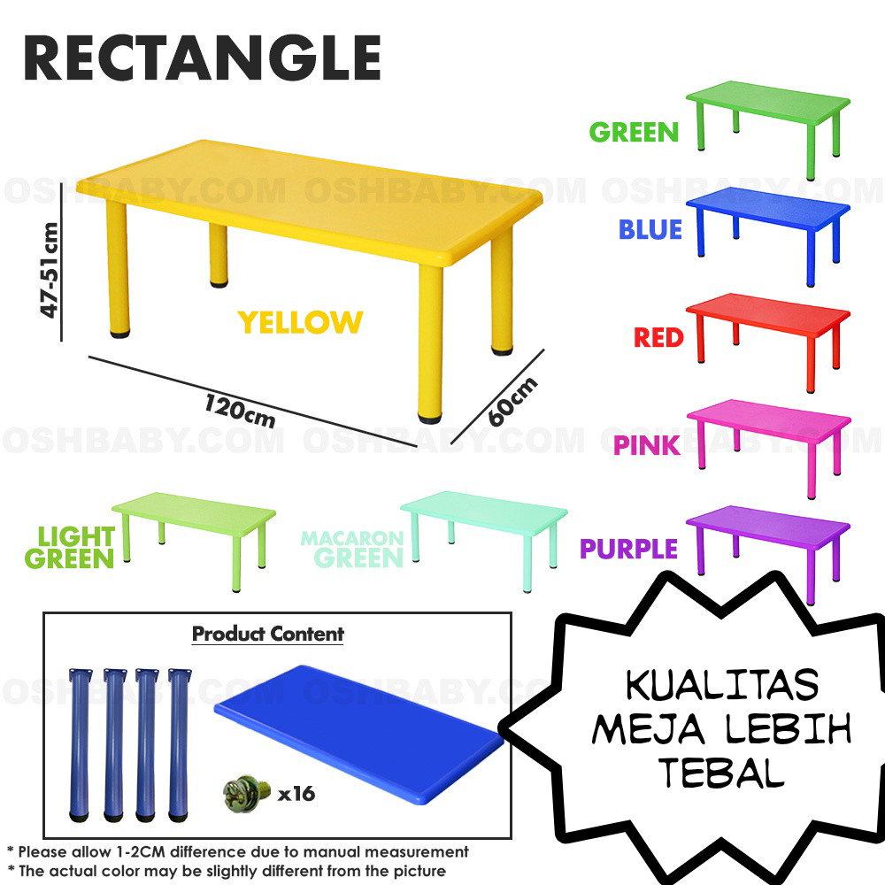 Meja belajar anak TK,PAUD Persegi panjang IMPORT FRAME BESI-KAKI BESI