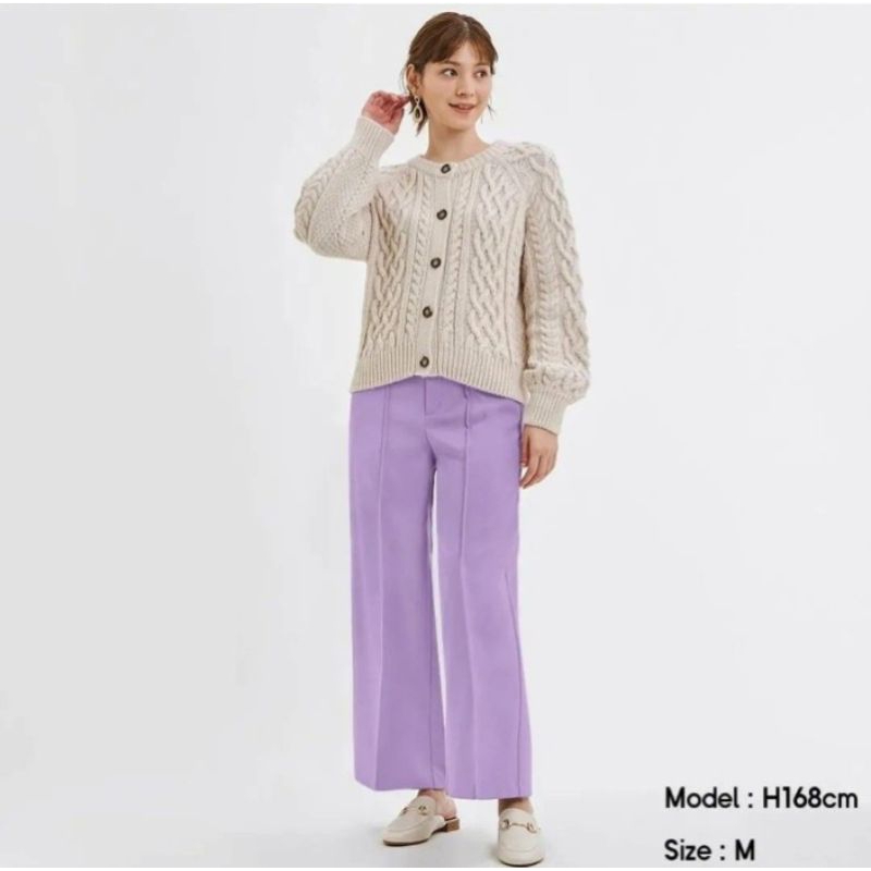 GU STRAIGHT WIDE LEG PANTS PURPLE