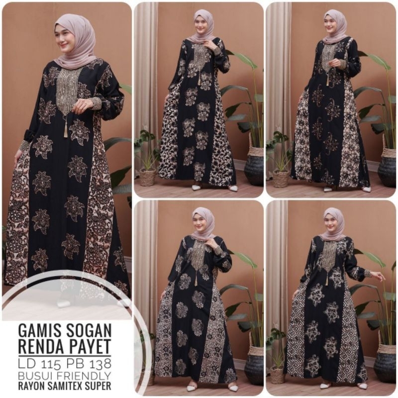 gamis klok sogan renda payet