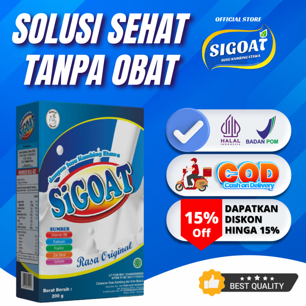 

Susu Kambing Etawa Sigoat - Rendah Gula, 100% Alami, Garansi Asli, BPOM & HALAL - 200g