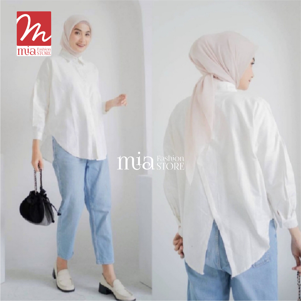 NELKA SHIRT kemeja Atasan Wanita Linen - Kemeja Wanita Putih - Outfit Terbaru