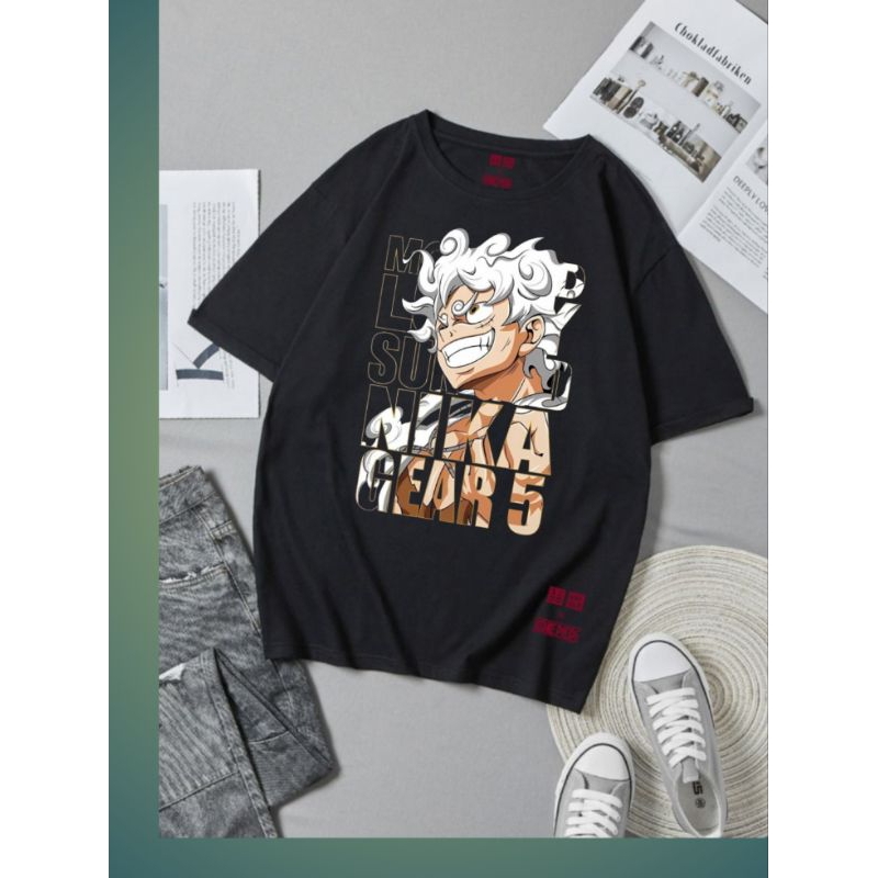 kaos tshirt baju uniqlo one piece zoro kartun oversize