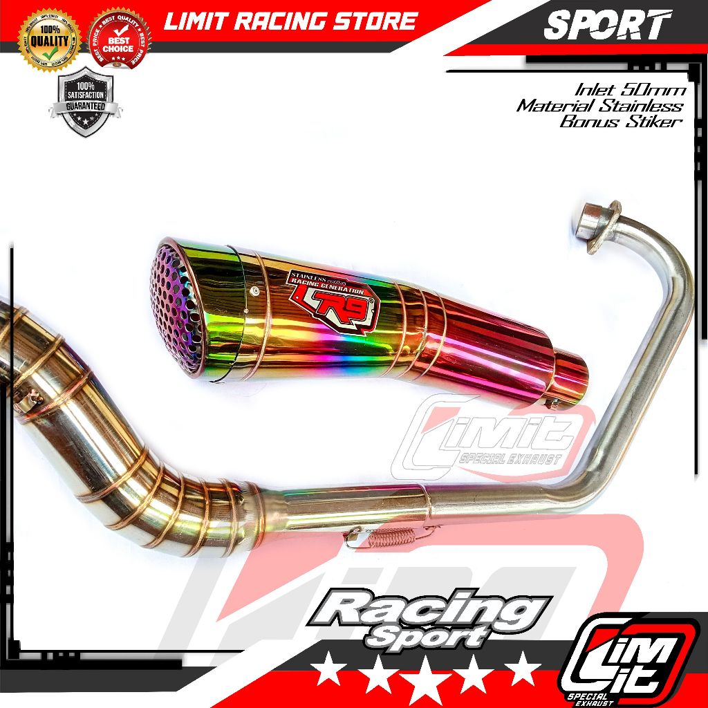 KNALPOT RACING R9 H2 PELANGI UNTUK VIXION CBR R15 CB150 SATRIA FU SONIC MX KING VERZA TIGER MEGAPRO 