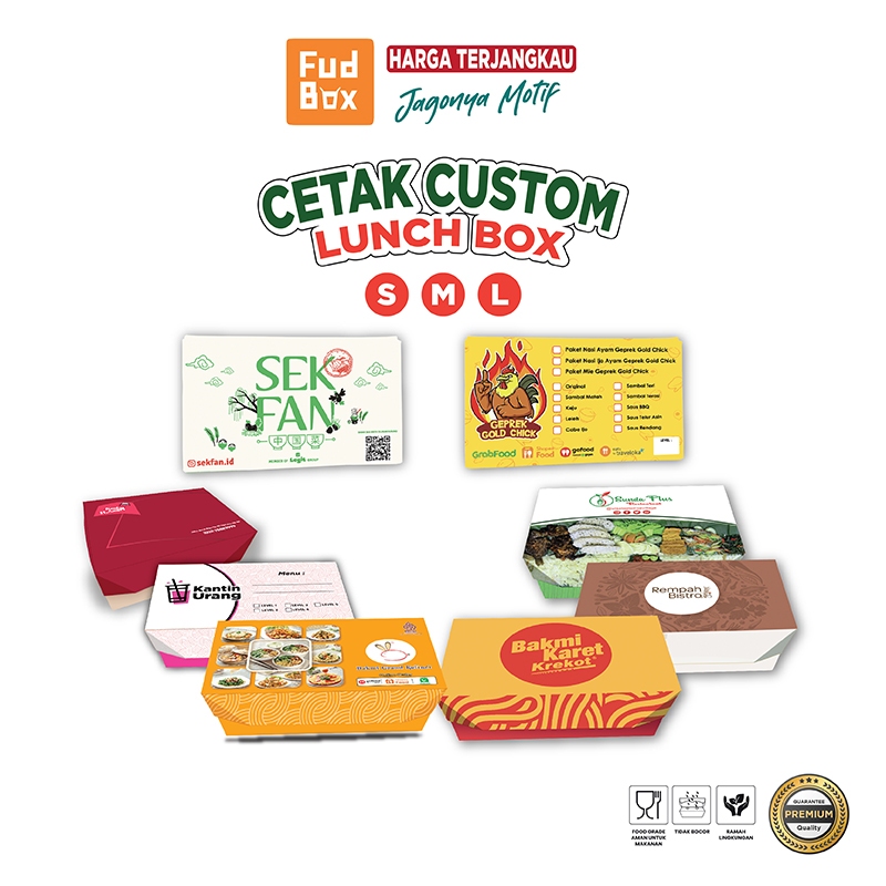 Cetak Custom Paper Lunch Box Size M, S, dan L| Custum Design Kotak Makan Kertas Full Priting