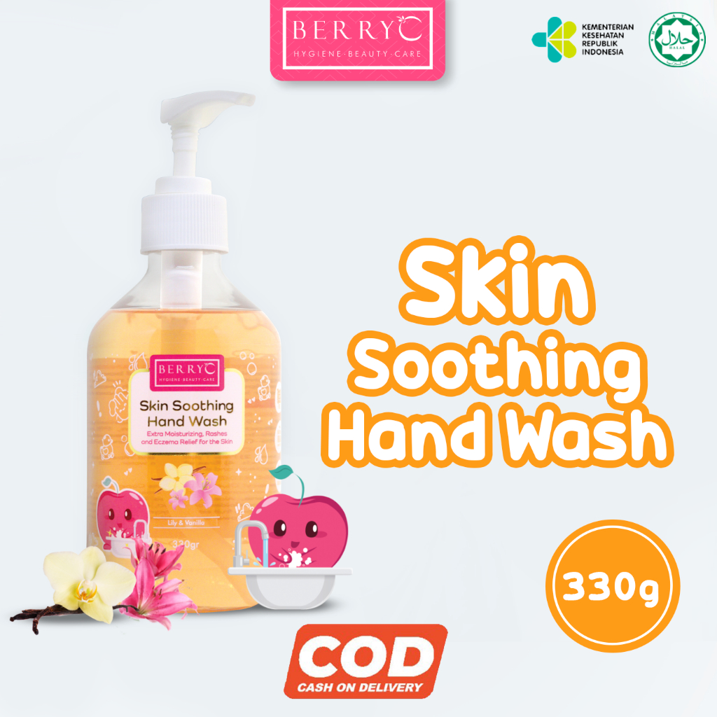 BerryC Skin Soothing Hand Wash 330gr Aman untuk Kulit Sensitif Eczema Sabun Cuci Tangan Lily Vanila eksim sensitive harum refill lembut premium malaysia impor bpom kemenkes aman anak bayi