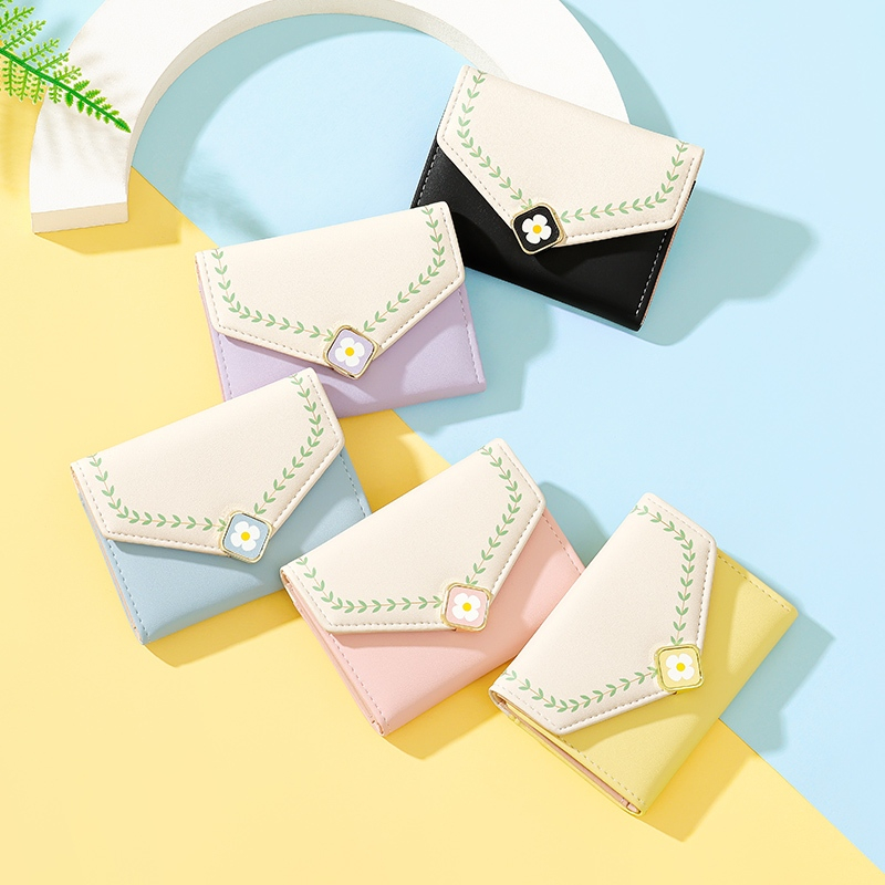 Y9061 - TAOMICMIC Dompet Wanita Dompet Lipat Pendek Bahan Kulit PU Leather Premium