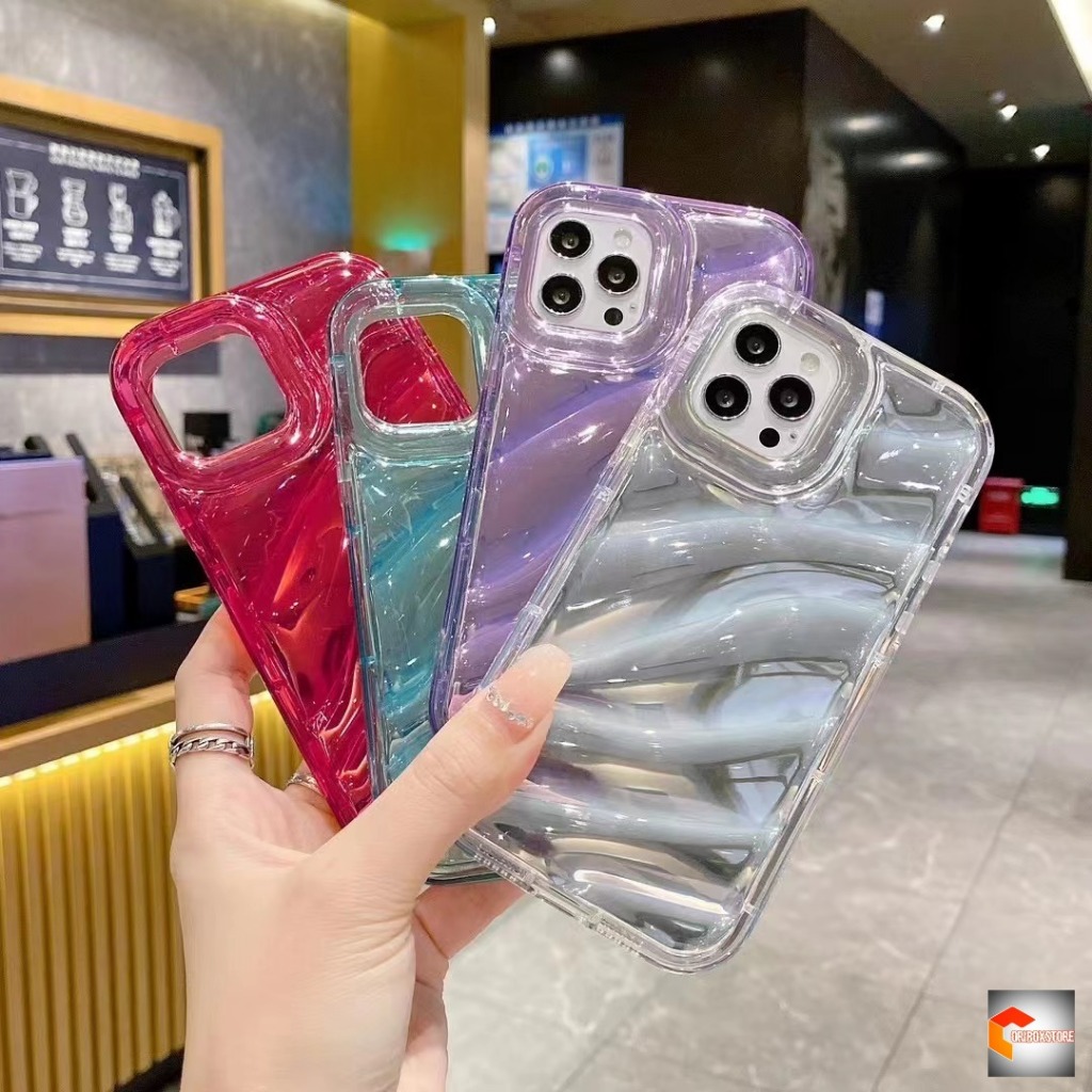 RCI185 Silicone Phone Case Dazzle Wave Shiny Hologram Colour Compatible For Iphone 17 17air 16 15 14
