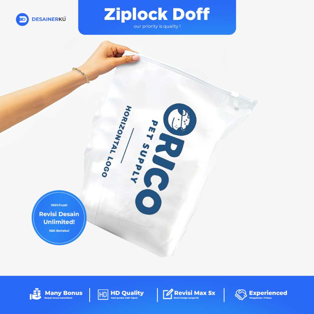 

Ziplock Doff (FREE DESIGN) /ziplock Bag / zipper bag custom / zipper sablon / ziplock Deskripsi Produk hijab/ zipper bag termurah/ zipper bag murah / zipper sablon/ zipper bag