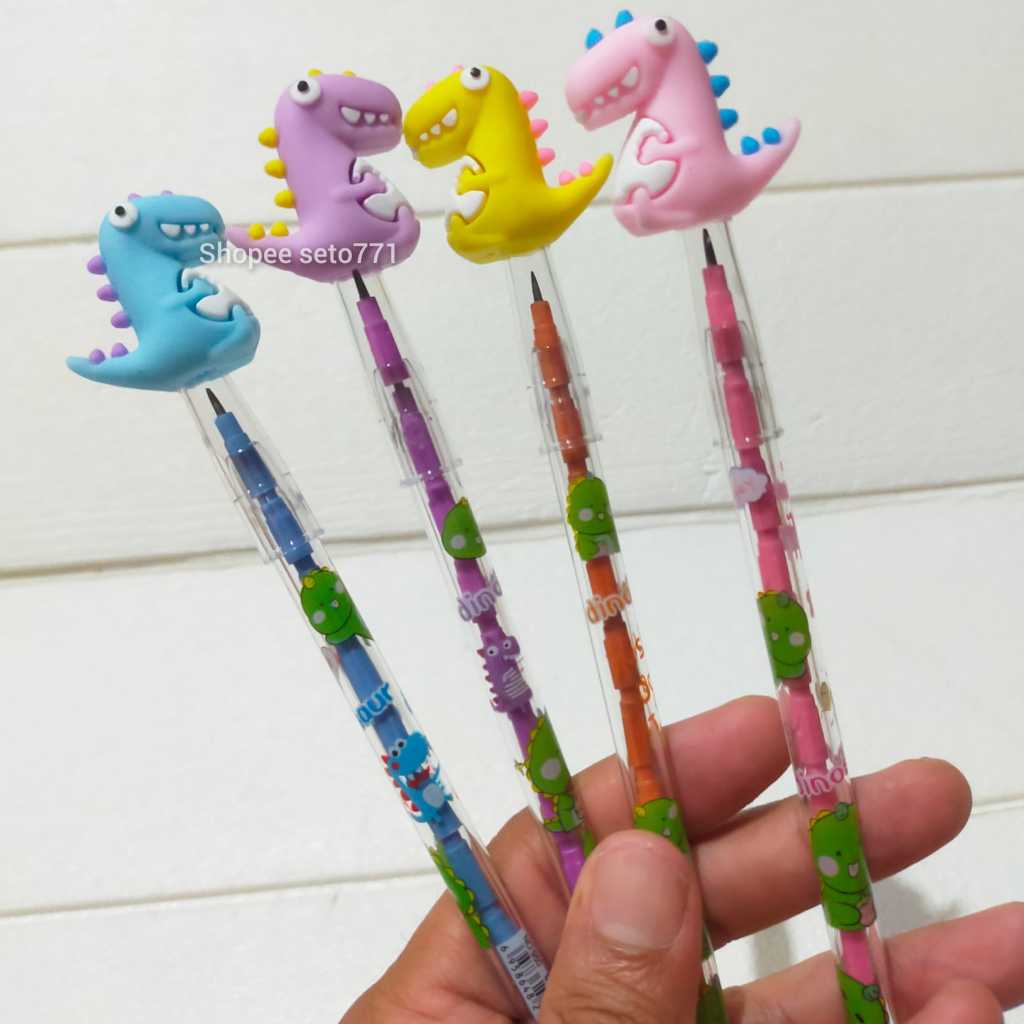 

Pensil Karakter Dino Potlot Dinosaurus T-rex Tirek Tirex Trex Sistem reload Isi Ulang