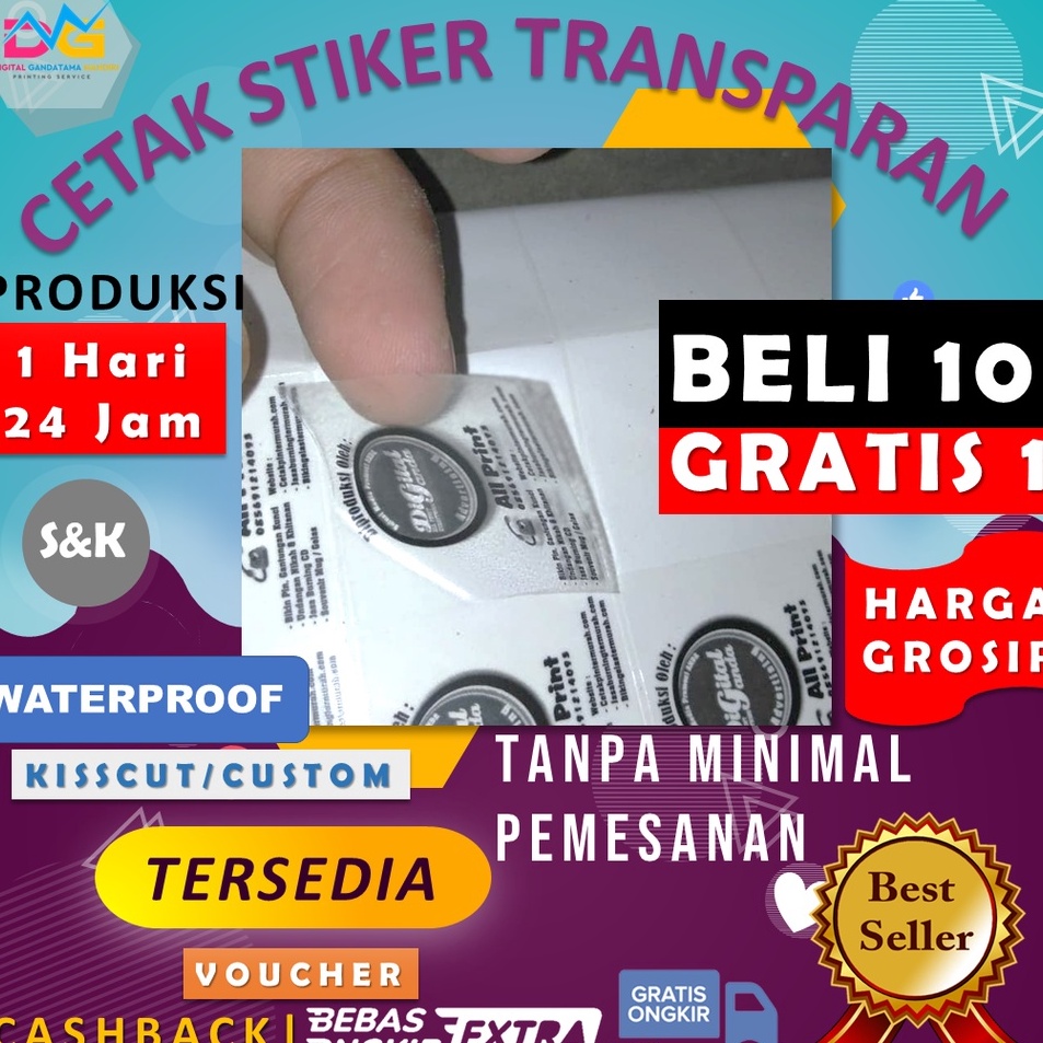 

Diskon Promo CETAK STIKER TRANSPARAN A3 PRINT CUT