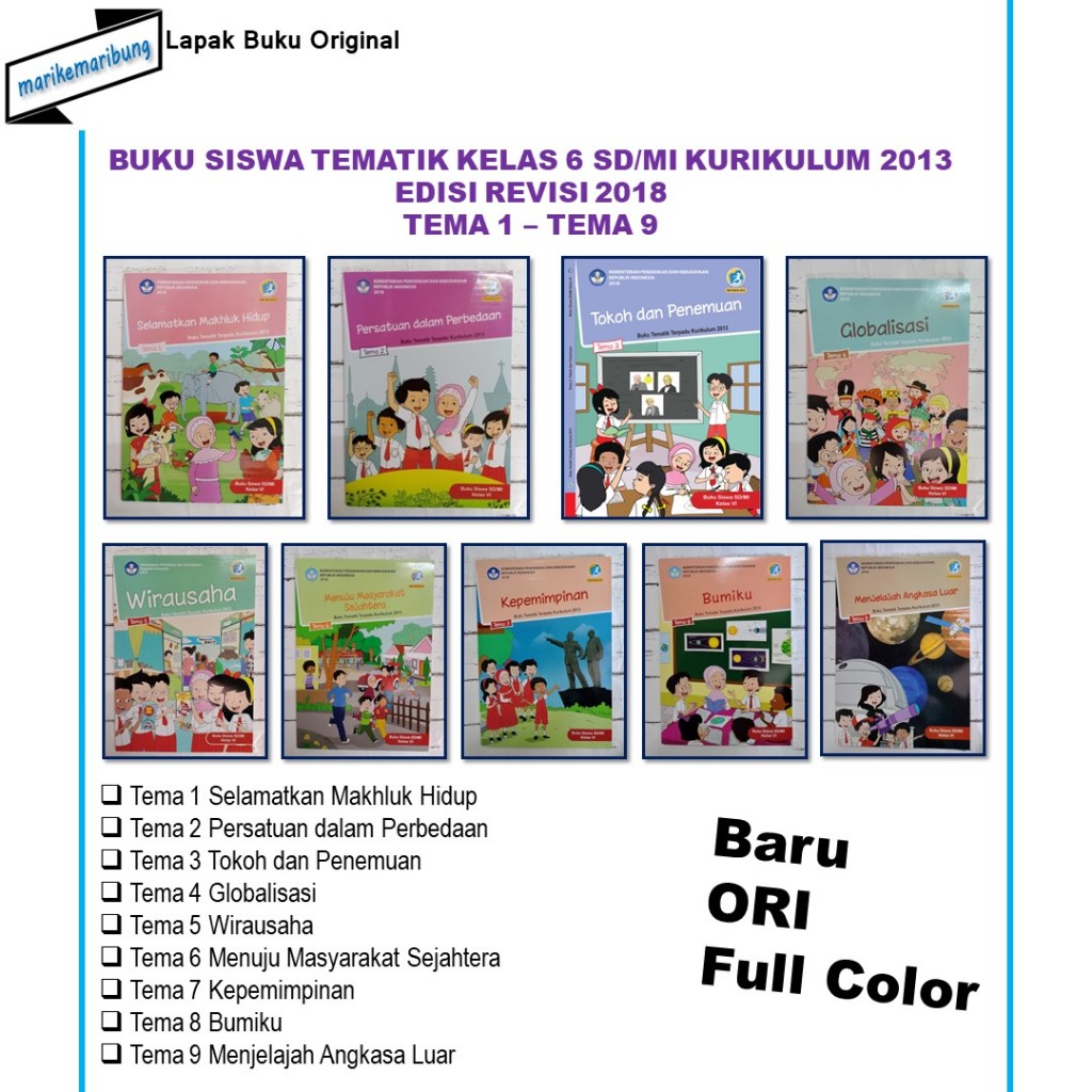 Buku Siswa Tematik Kelas 6 SD/MI Tema 1 – Tema 9 Kur 2013 Revisi