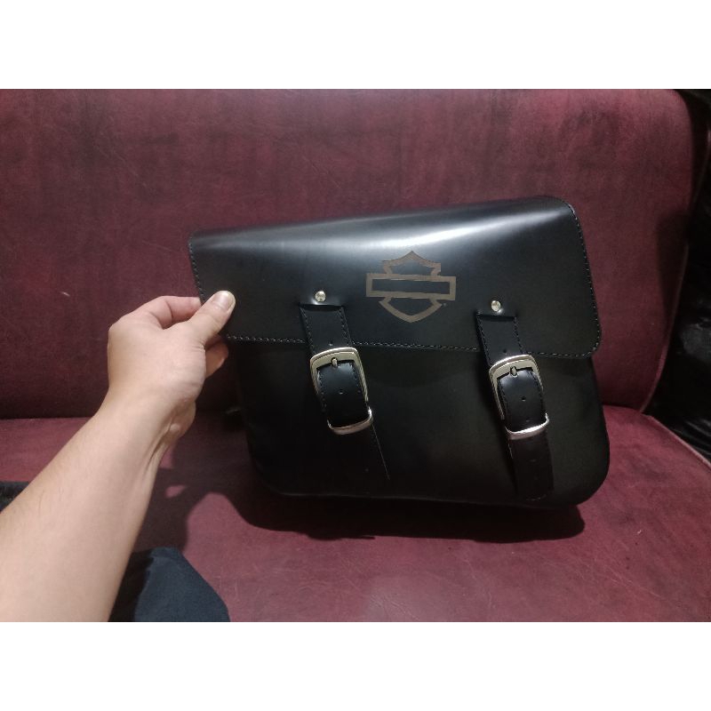 tas motor Harley Sportster side bag swing arem Sportster leather