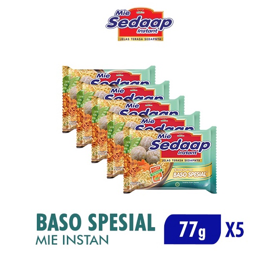 

KODE TWG952 Sedaap Mie Instan Bakso Spesial Bag 77 gr x5