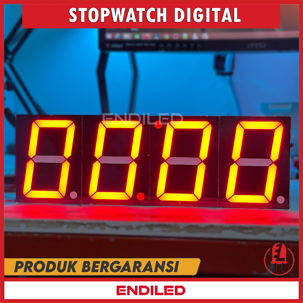 jam digital stopwatch seven segment