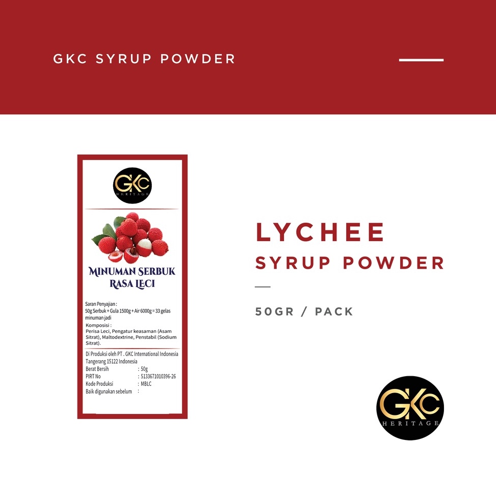 

TIPE OON593 Bubuk Sirup Lychee Leci Powder Syrup Serbuk Minuman Powder Drink GKC Heritage 5 gram
