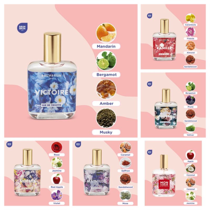 PROMO PARFUM ORI BRUNBRUN PARIS 33ML VICTOIRE CAMILLE NOEMIE AUDREY MON COEUR MATHILDE  L' AMOUR BRI