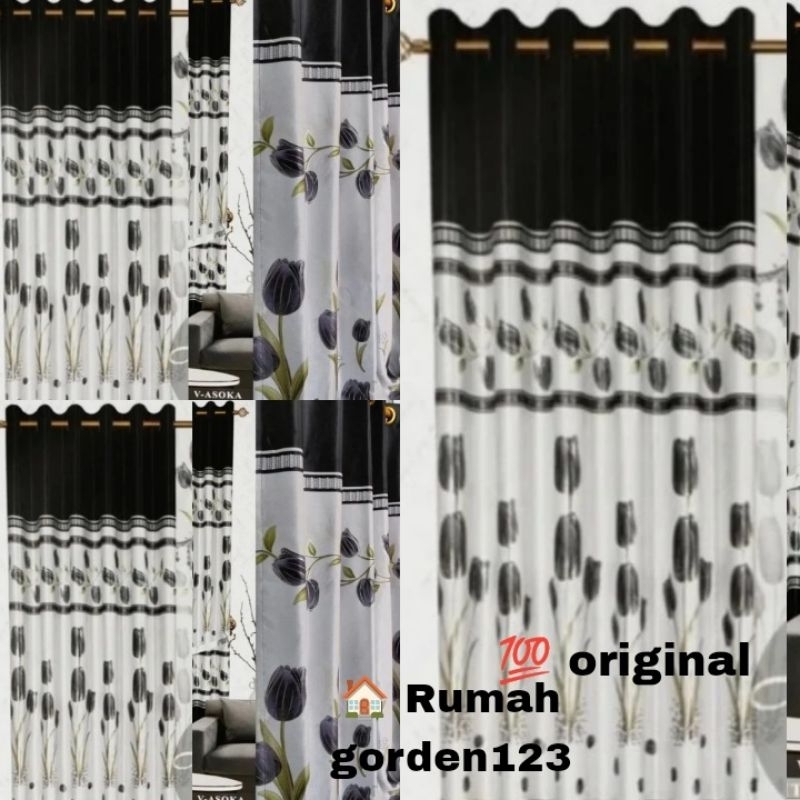gorden blackout import motif bunga tulip gorden jendela pintu minimalis