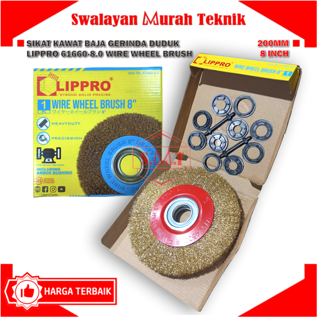 LIPPRO 61660-8.0 Sikat Kawat Baja Gerinda Duduk 8" Wire Wheel Brush 8"