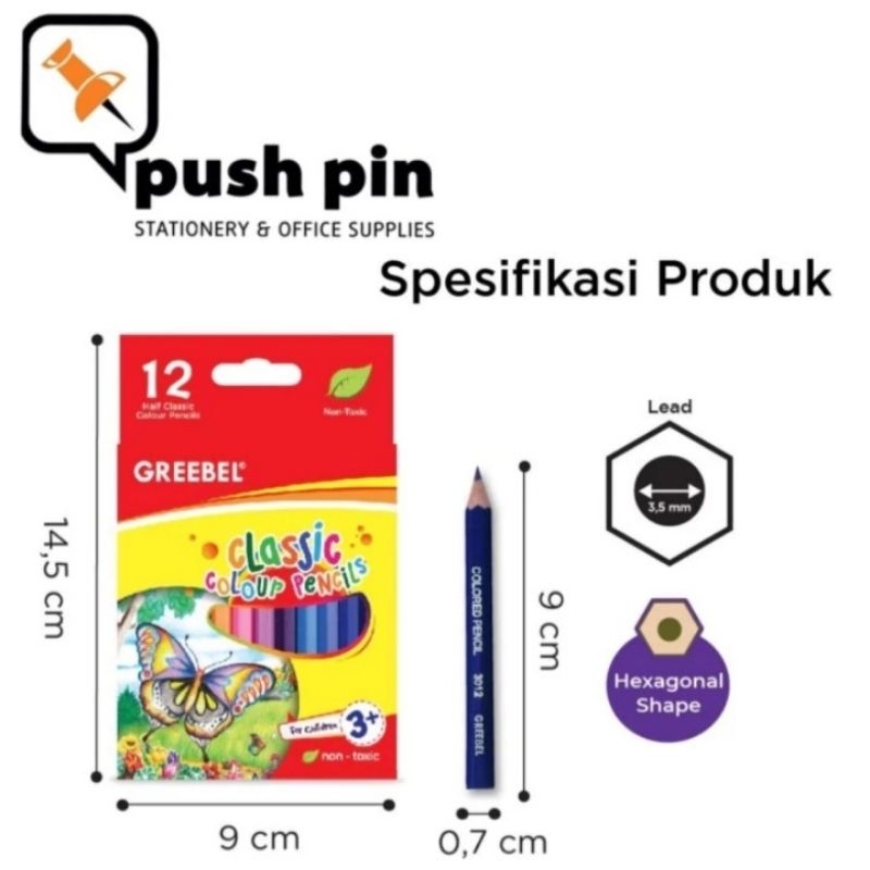 

Greebel Classic Colour Pencils 12 Warna / Kelir Warna / Pensil Warna 3012