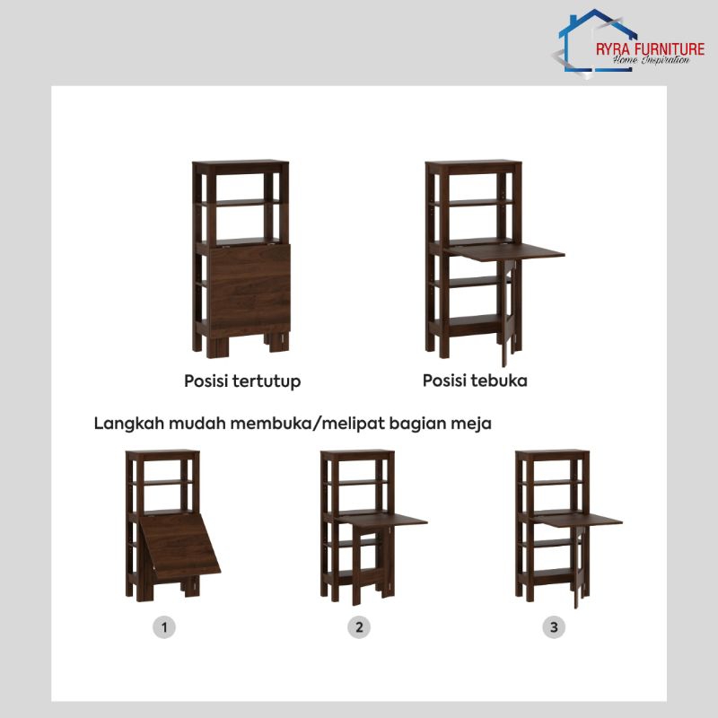 MEJA KERJA LIPAT/MEJA BELAJAR MILENIAL/MEJA KANTOR MINIMALIS - FLICKA - PRO DESIGN