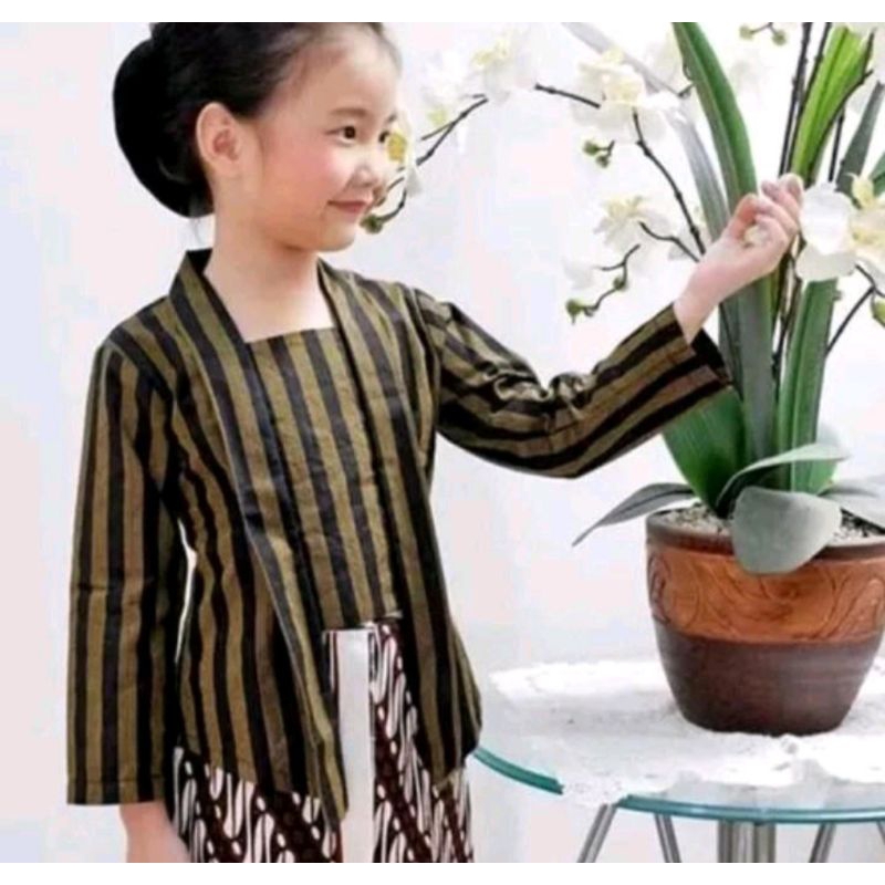 COD Baju Surjan Cewek Kebaya Lurik Jawa ANAK Motif Lurik