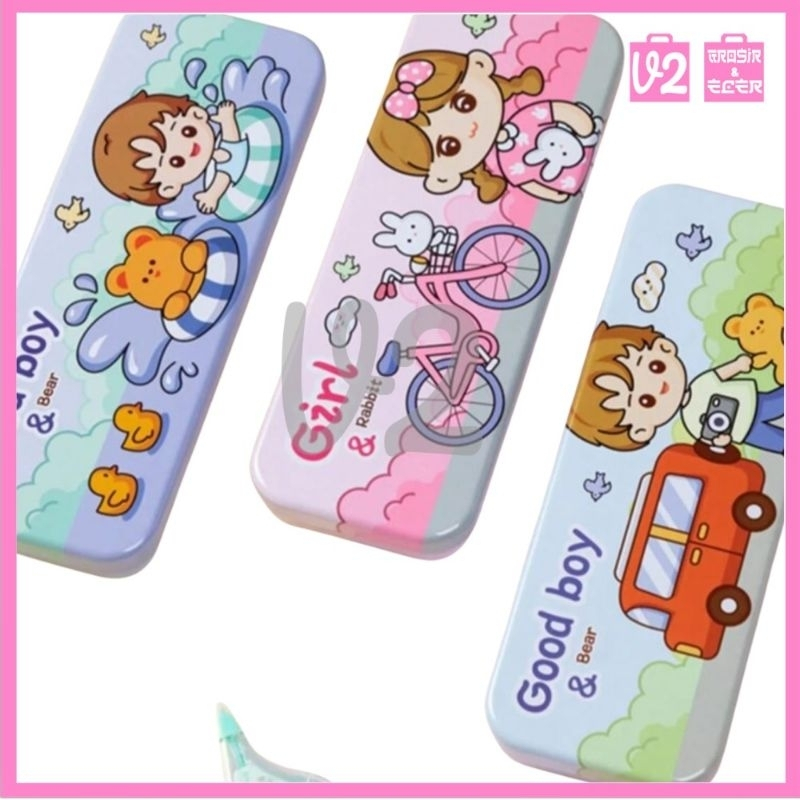 

V2_Pensil Case Kaleng Good Boy & Bear B04-01| Kotak Pensil XiaoLingJing Premium