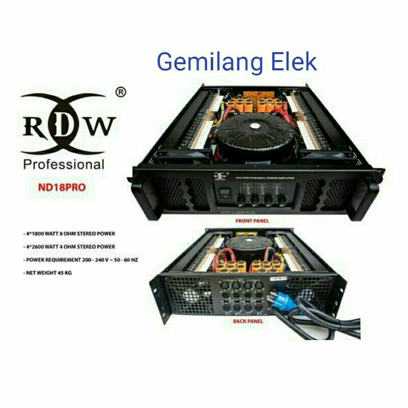 POWER AMPLIFIER RDW ND18PRO 4 CHANNEL ORIGINAL