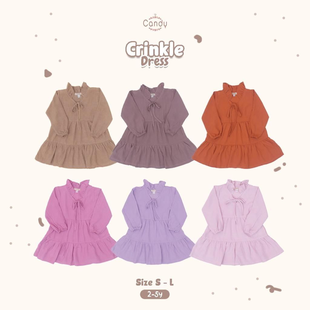 Dress Anak Perempuan Polos Bahan Katun Rayon Crinkle Premium Candy