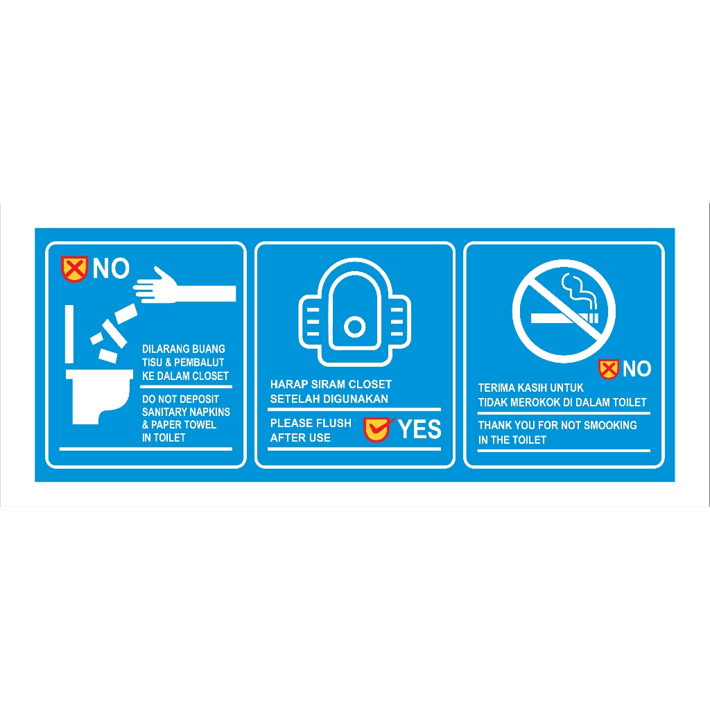 

STIKER VINYL JAGALAH KEBERSIHAN TOILET Uk. 30 X 10 CM SIGN RAMBU K3