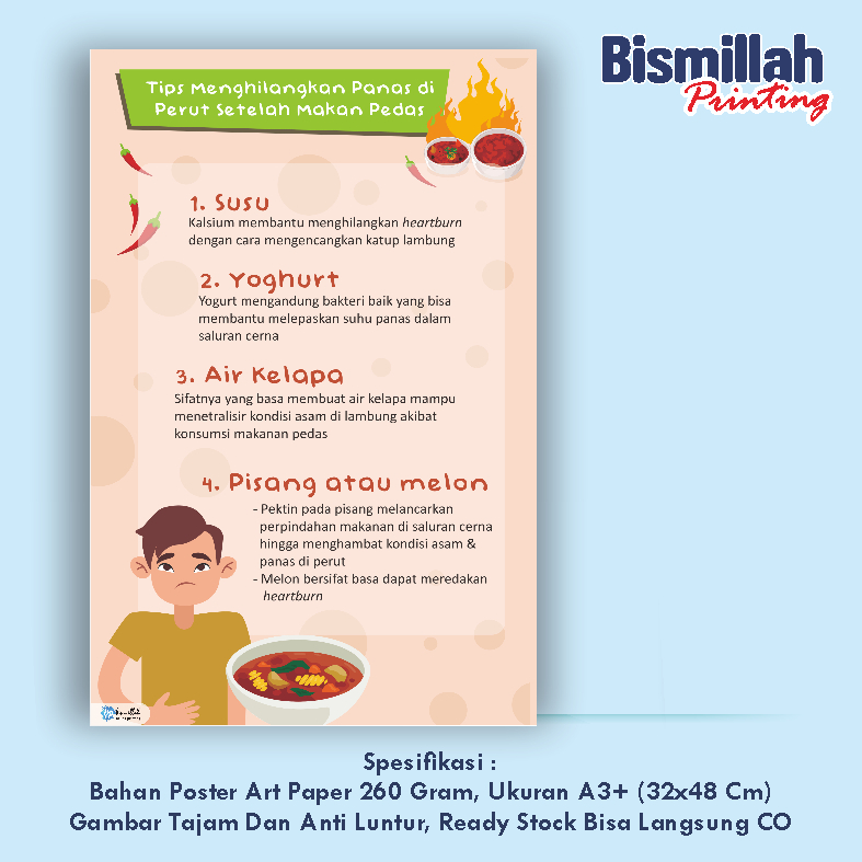 

Poster Kesehatan Tips Menghilangkan Panas Di Perut Setelah Makan Pedas