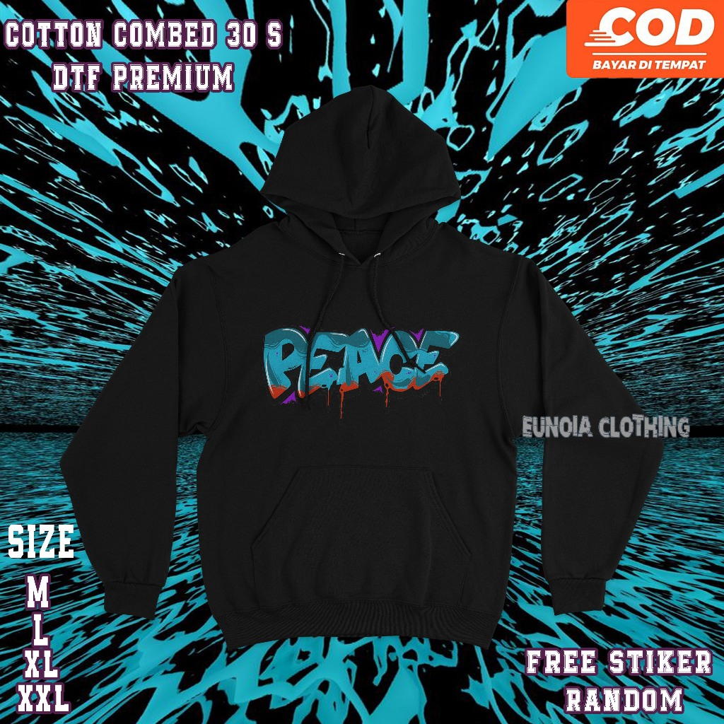 Jacket Hoodie Graffiti Peace | Hoodie Pullover - Eunoia Clothing ~ Free Stiker